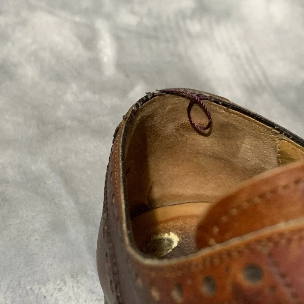 Magnanni Mens Wingtip Brogue Oxford Shoes Leather Brown Size 9 M Made‎ in Spain